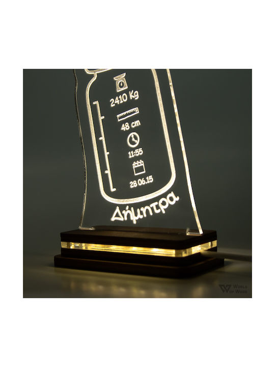 World of Wood Led Kids Decorative Lamp Bottle White 20x11cm