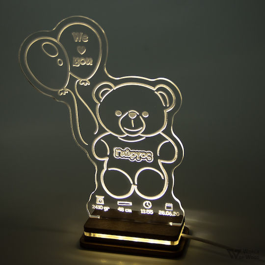 World of Wood Led Kids Decorative Lamp White 22x17cm