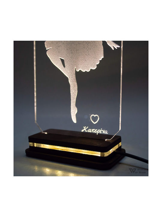 World of Wood Led Kids Decorative Lamp Ballerina Pirouette White 19x11cm