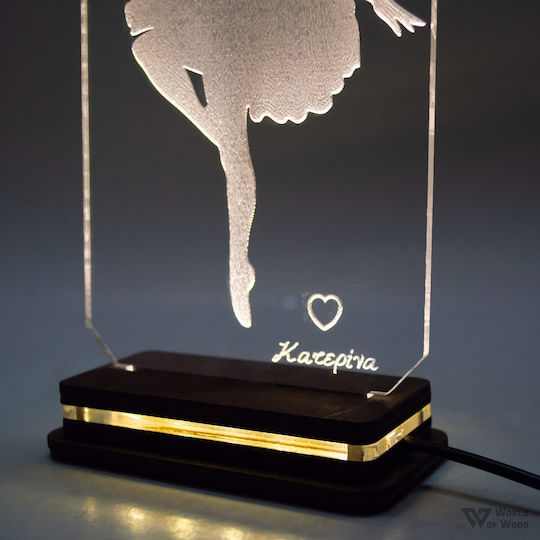 World of Wood LED Детска Декоративна Лампа Балерина Пируетa Бяло 19x11cm