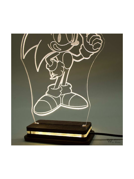 World of Wood Led Kids Decorative Lamp Sonic The Hedgehog White 21x15cm