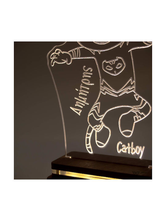 World of Wood Led Kids Decorative Lamp PJ Masks - Catboy White 22x13cm