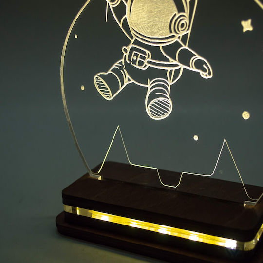 World of Wood LED Детска Декоративна Лампа Астронавт В Космоса Многоцветна 24x12cm