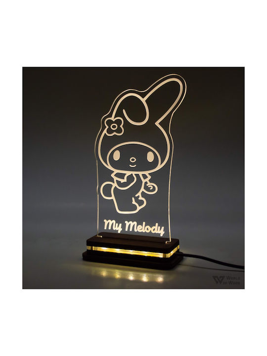 World of Wood Led Kids Decorative Lamp My Melody White 20x11cm