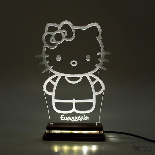 World of Wood Led Kids Decorative Lamp Hello Kitty White 19x13cm