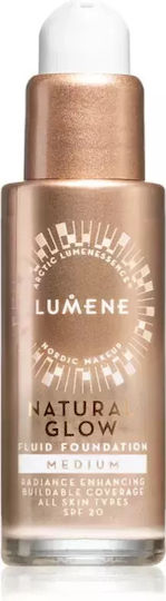 Lumene Natural Glow Fluid Foundation Spf20 Illuminating Smoothing Foundation 2 Medium 30ml