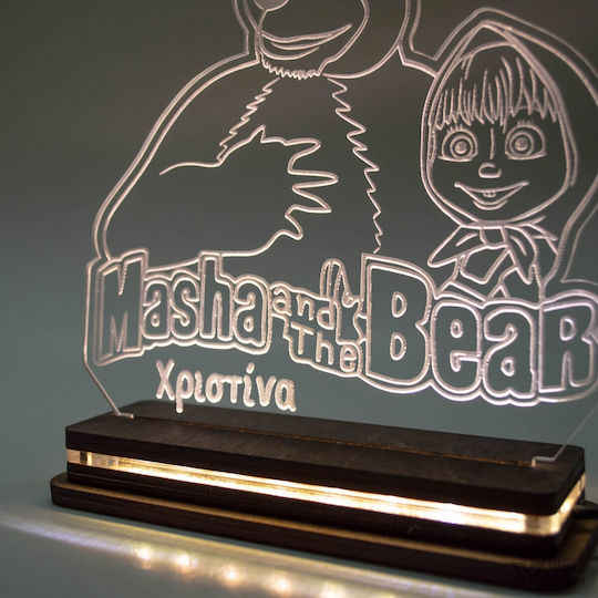World of Wood LED Детска Декоративна Лампа Маша и Мечока Многоцветна 18x17cm