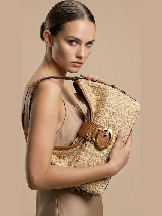 Knitted Women's Handbag Shoulder Beige