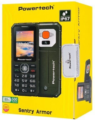 Powertech Sentry Armor Dual SIM Mobile Phone with Buttons Black