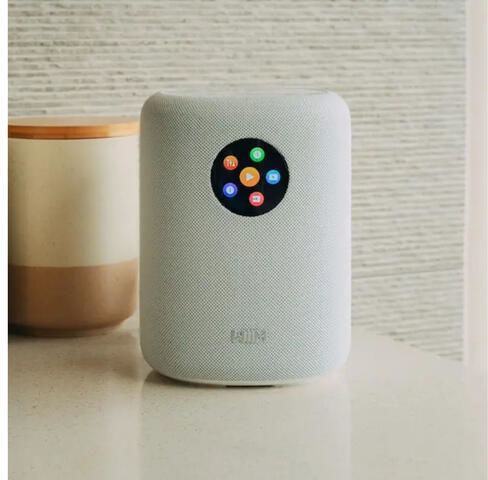 Smart Speaker Wiim Sound 1.8" Touchscreen Microphone Voice Assistant Control Wi-fi Bluetooth White