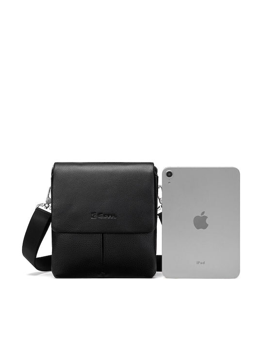 Geantă De Umăr / Tip Crossbody Pentru Bărbați Din Piele Neagră