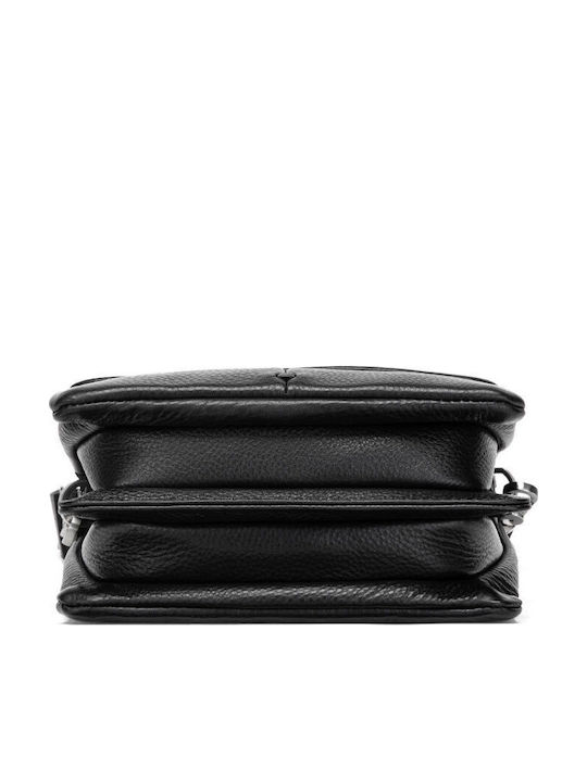 Geantă De Umăr / Tip Crossbody Pentru Bărbați Din Piele Neagră