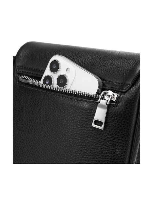 Geantă De Umăr / Tip Crossbody Pentru Bărbați Din Piele Neagră
