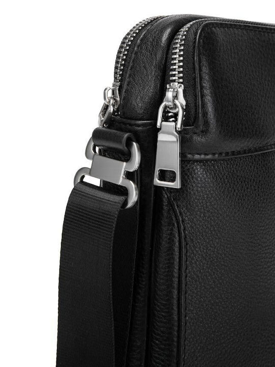 Geantă De Umăr / Tip Crossbody Pentru Bărbați Din Piele Neagră