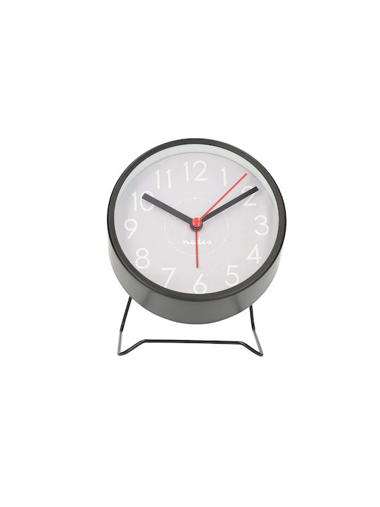 Nedis Ceas Deșteptător Analogic Rotund De Designer Cu Suport Metalic Funcție Snooze Negru