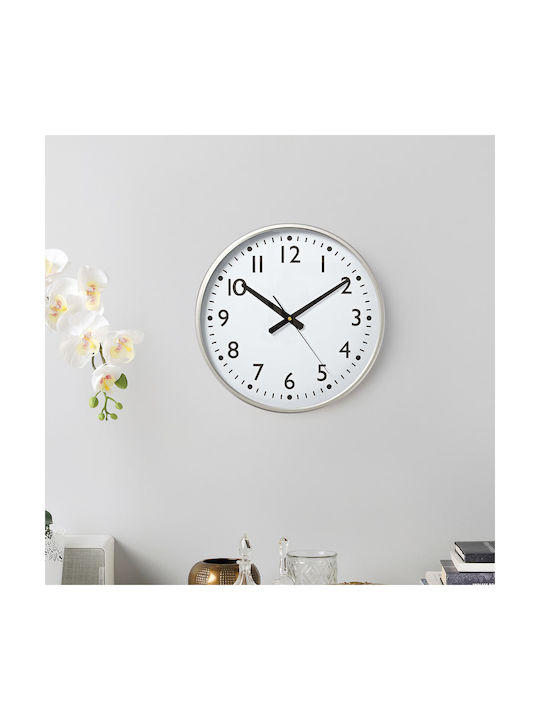 Nedis 38cm Runde Wanduhr Mit Großen Zahlen Quarzmechanismus Silber