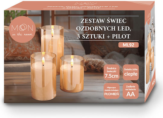 Candle Light Φωτιστικό LED Θερμό Λευκό Κερί 3τμχ