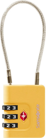 Samsonite Cablelock 3 Dial Steel Padlock with Cable Combination with TSA Certification 35mm Yellow 1pcs