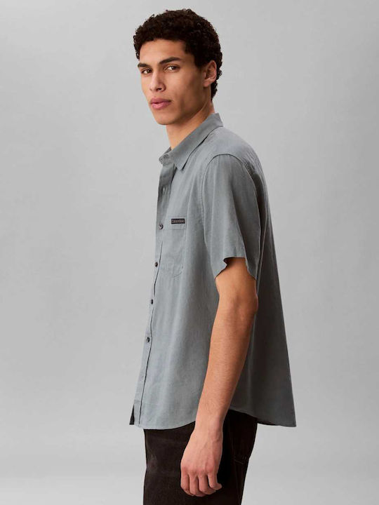 Calvin Klein Short Sleeve Linen Shirt Grey