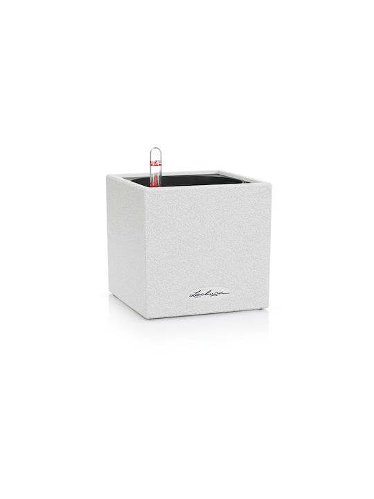 Lechuza Canto Stone Auto-udare Ghiveci Plastic Quartz White 30x30x30cm.