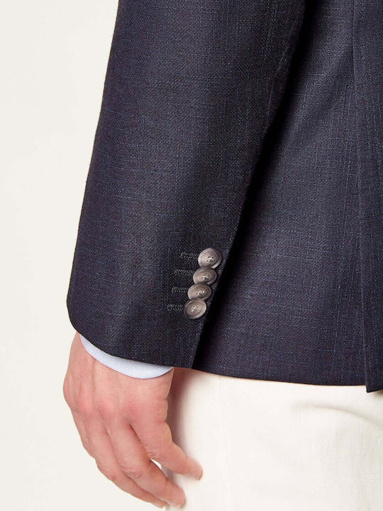 Summer Men’s Suit Jacket with Slim Fit Dark Blue