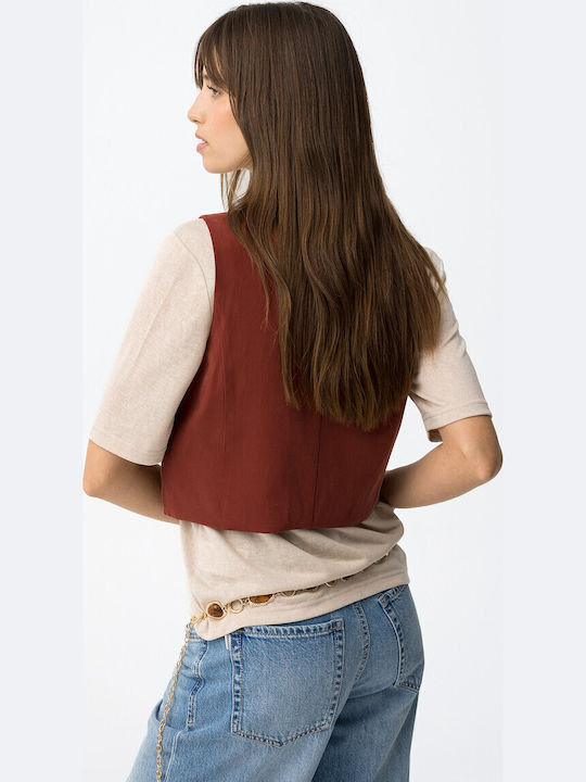 Women's Sleeveless Burgundy Blouse