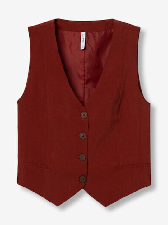 Women's Sleeveless Burgundy Blouse