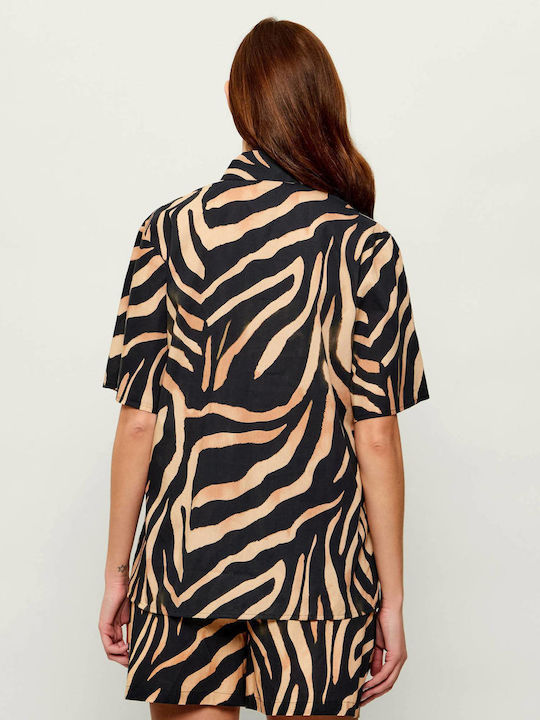 Women's Cotton Short Sleeve Leopard Top