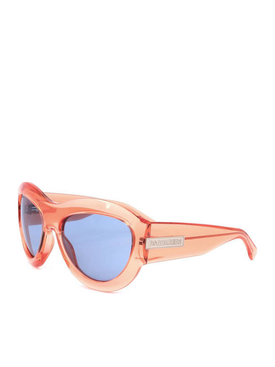 Dsquared2 Women's Sunglasses with Orange Plastic Frame and Light Blue Lens