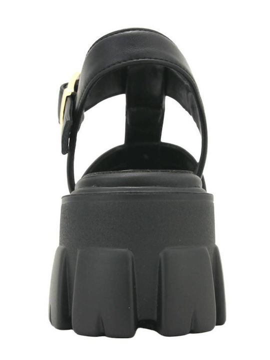 Leather Women's Flat Sandals Black