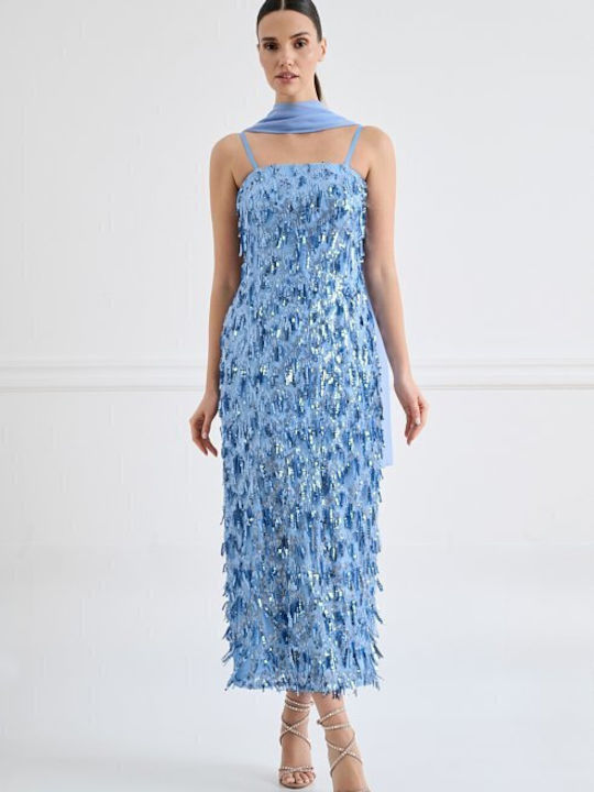 Sommer Midi Abendkleid Hellblau