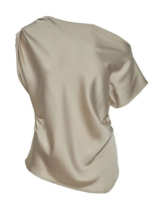 Women's Satin Sleeveless Blouse Vanilla