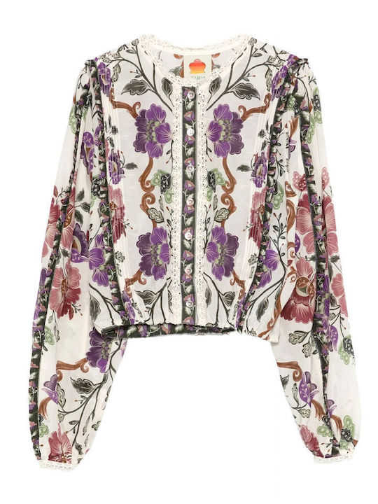 Women's Crop Cotton Floral Multicolour Top