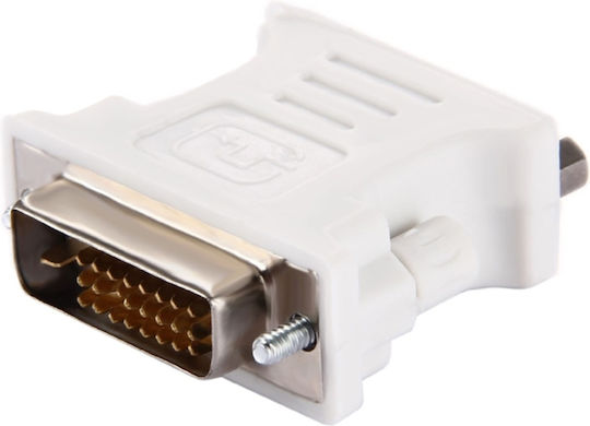 Adaptor DVI la VGA Zola Masculin la Masculin 24+1 Pin VGA 15 Pini Alb