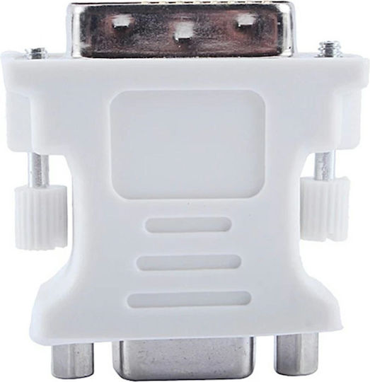 Adaptor DVI la VGA Zola Masculin la Masculin 24+1 Pin VGA 15 Pini Alb
