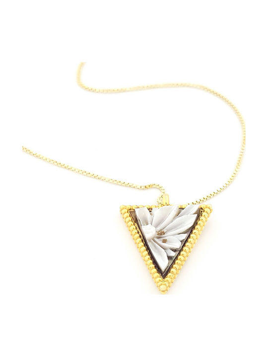 Necklace With Flower Design From Gold Plated Silver