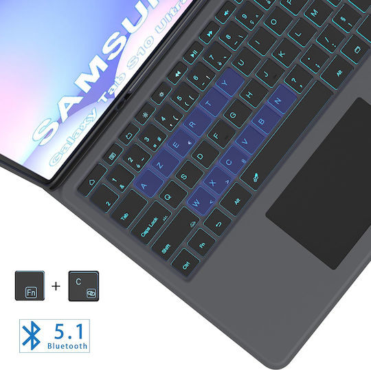 Keyboard Case Galaxy Tab S9/S8 Ultra 14.6" Roofei Qwertz Backlit Touchpad