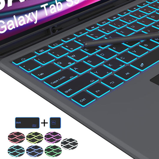 Keyboard Case Galaxy Tab S9/S8 Ultra 14.6" Roofei Qwertz Backlit Touchpad
