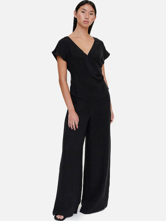 Women's High Rise Crepe Pantaloons Black