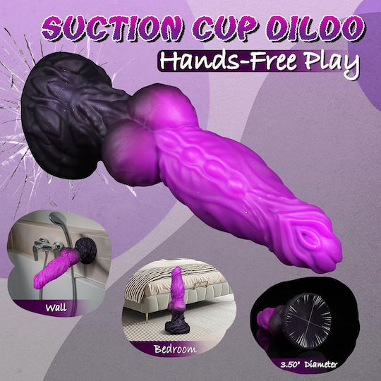 Realistic Dildo With Scrotum And Suction Cup Purple 23cm