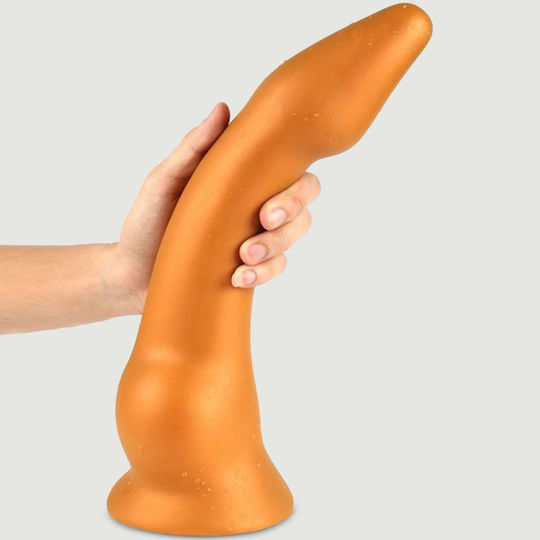 Голямо Гладко Дилдо от Силикон със Смукателна Чашка Large Vipe Smooth Silicone Dildo 21 x 5 см Златен