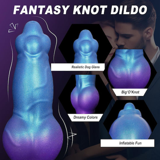 Реалистично дилдо Inflatable с Топки и Вендуза Син 21см