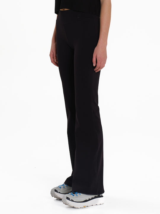 Women's Fabric Flared Trousers Black