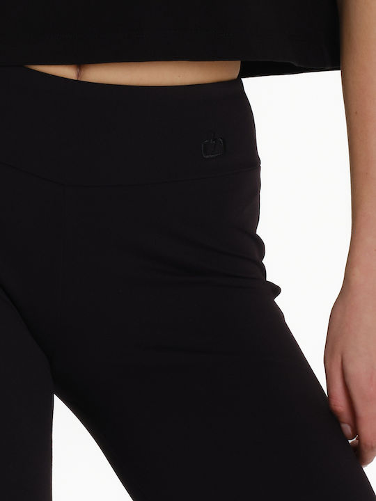 Women's Fabric Flared Trousers Black