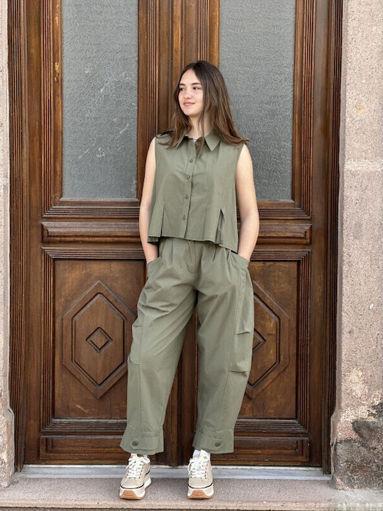 Women's Fabric Trousers Khaki