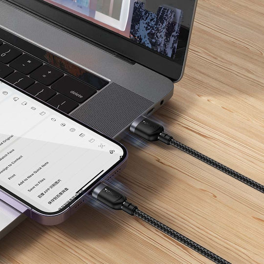 Yesido Braided USB-A To Lightning Cable 12W Black 2m