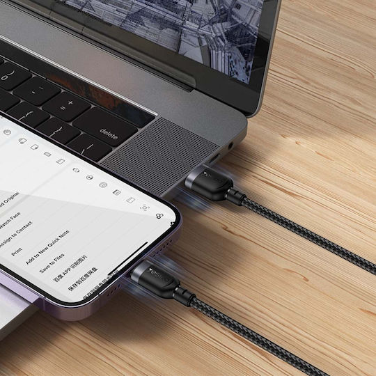 Yesido Braided USB-A To Lightning Cable 12W Black 1.2m
