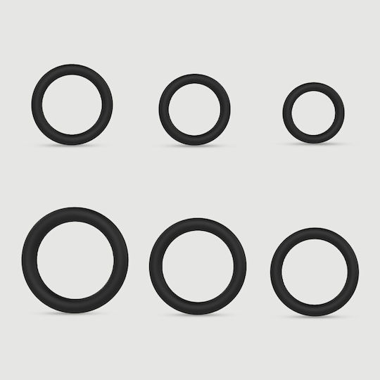 Beginner's Silicone Cock Ring Erection Set Black Silicone Cock Rings