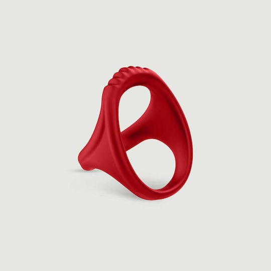 Double Cock And Ball Silicone Ring Male Collection Red
