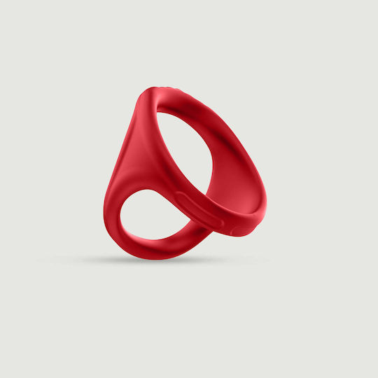 Double Cock And Ball Silicone Ring Male Collection Red